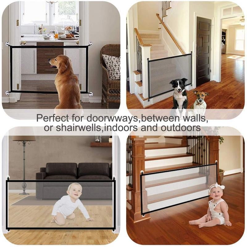 70.9"x28.3"Magic Gate for Dogs. Pet Gate.Magic Gate Portable Folding mesh gate Safe Guard Isolated Gauze Indoor and Outdoor Safety Gate Install Anywhere for Dogs